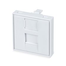 Лиц. панель розеточная Cabeus, keystoneх1, 45х45 мм (ВхШ), плоская, шторки, цвет: белый (FP-45-1M)