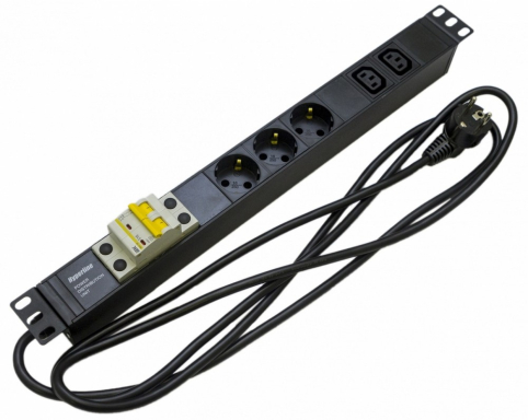 Блок распределения питания Hyperline SHE19-3SH-2IEC-B-2.5EU